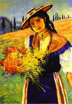 弗朗西斯 皮卡比亞 Young Girl with Flowers